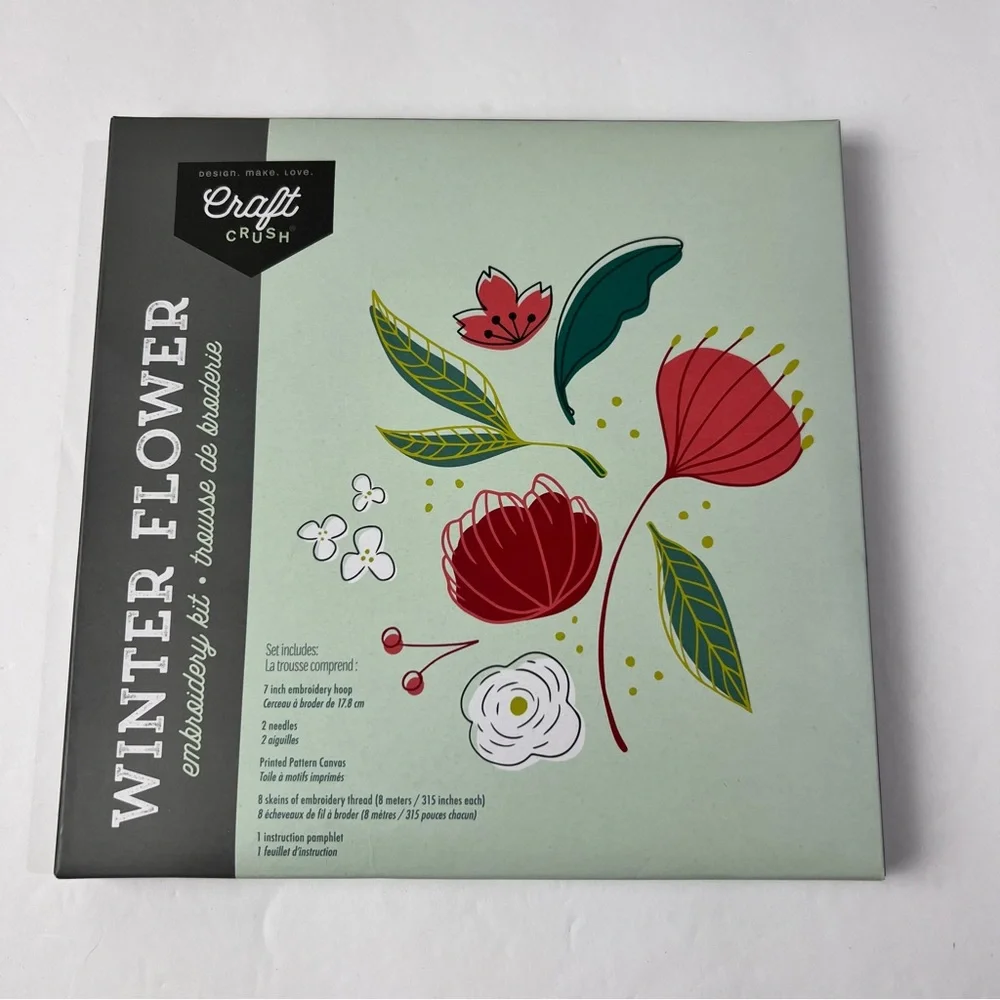 Craft Crush Winter Flower Embroidery Kit - New in Sealed Box‎